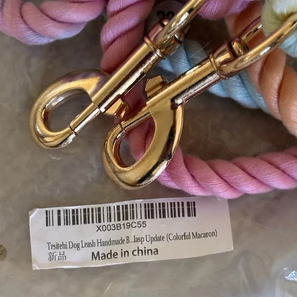 NEW Multicolor Rope Dog Leash with Gold Clips - Picture 6 of 9